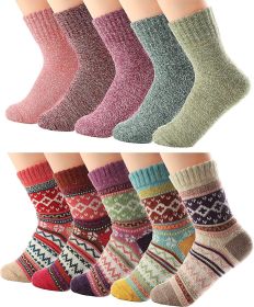 10 Pairs Womens Winter Wool Knit Socks Soft Warm Cozy Thick Vintage Casual Crew Socks Gifts